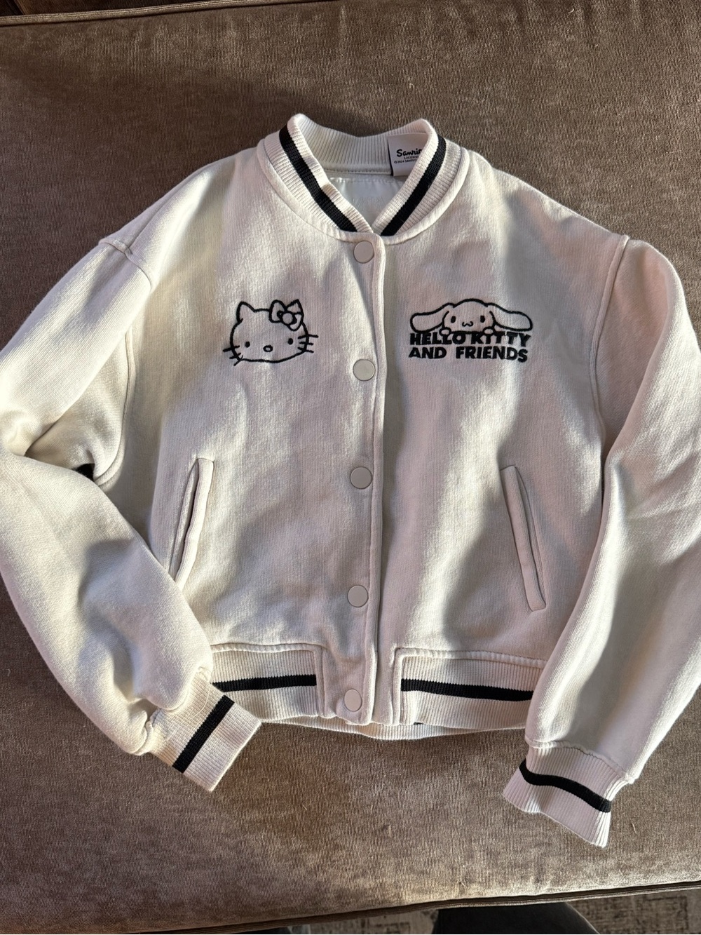 Zara Cream Hello Kitty & Friends Embroidered Bomber Jacket